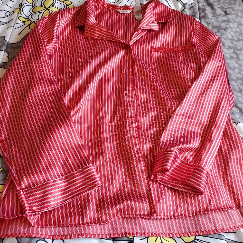 Striped silky pajama set